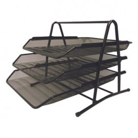 Charola Tamaño Carta Mesh 3 Niveles Negro
