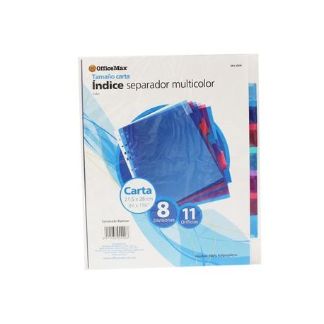 INDICES SEPARADORES DE POLIPROPILENO MULTICOLOR 8 DIV OMX