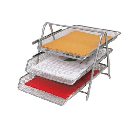 Charola Tamaño Carta Officemax 3 Niveles Mesh Plata