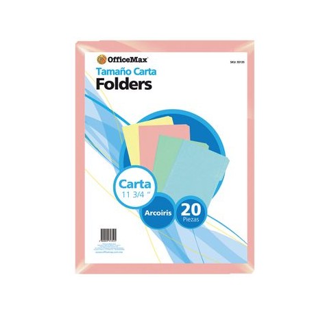 Folder carta colores varios paquete con 20 piezas