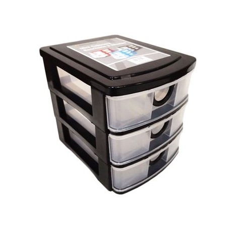 Mini Cajonera Escritorio 3 Niveles Negra