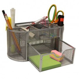 Organizador Escritorio Con Portatarjeta Officemax Mesh Plata