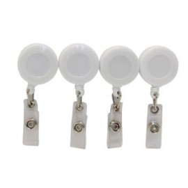 Portagafete Retractil. Plástico Rigido Blanco. 4 Piezas Omx